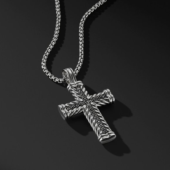 COPY - COPY - Silver Cross Necklace Black Crystals 925 Sterling Silver Titanium… - Picture 3 of 6